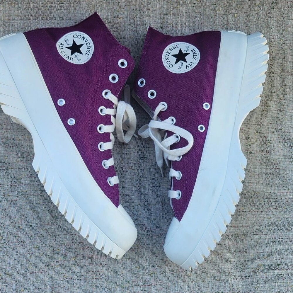 Converse Unisex Shoes Platform Sneaker Plum Canvas Lace Up Shoes Size 9.5M 11.5W - Picture 4 of 12